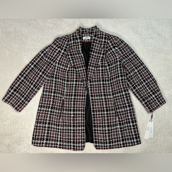 Calvin Klein NWT Wool Blend Tweed Plaid Topper Jacket Women’s Size 22W (2X) - Picture 5 of 12